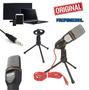 Imagem de Kit Microfone de Mesa Condensador Profissional Para Pc Celular Universal + Luz Flash Ring Light Youtuber