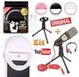 Imagem de Kit Microfone de Mesa Condensador Profissional Para Pc Celular Universal + Luz Flash Ring Light Youtuber