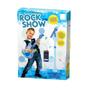 Imagem de Kit microfone guitarra azul infantil pedestal  rock star