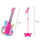 Imagem de Kit microfone guitarra infantil meninas pedestal rock star amplificador musical karaoke mp3 celular