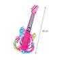 Imagem de Kit microfone guitarra infantil meninas pedestal rock star amplificador musical karaoke mp3 celular