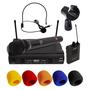 Imagem de Kit Microfone sem Fio Duplo Mão e Headset TK U211 UHF com Suporte B18A e Espuma Onyx