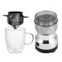 Imagem de Kit Mini Filtro Café + Moedor Elétrico + Caneca Vidro 350ml