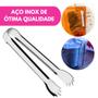Imagem de Kit Mini Pegador 12,5cm Em Aço Inoxidável Multiuso Carne Petisco Fruta Gelo Drinks