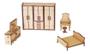 Imagem de Kit Miniatura Quarto Casal Com 5 Peças Cama Guarda Roupa Mdf