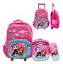 Imagem de Kit Mochila 3D Escola Infantil Rodinhas Lancheira Estojo Volta As Aulas