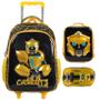 Imagem de Kit mochila carrinho infantil 17", lancheira térmica e estojo escolar Carbots Yins