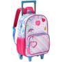 Imagem de Kit mochila carrinho infantil 2 em 1 16", lancheira térmica 9" e estojo escolar duplo holográfico Happy Clio Style