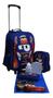 Imagem de Kit Mochila Carros Infantil Masculina Escolar Rodinhas