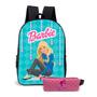 Imagem de Kit Mochila com Estojo Escolar Feminina da Barbie Para Meninas Mundo Rosa 