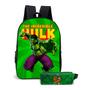 Imagem de  Kit Mochila com Estojo Escolar Infantil do Hulk Menino 