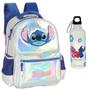 Imagem de Kit Mochila Costas Escolar Infantil Com Garrafa Stitch Prata