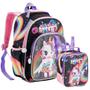 Imagem de Kit Mochila Costas Lancheira Térmica Infantil Escolar Menina Unicornio Fofo Power Rainbown Arco iris