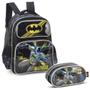 Imagem de Kit Mochila De Costas Estojo 3 Compartimentos Batman DC