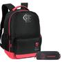 Imagem de Kit Mochila De Costas + Estojo Esporte Futebol Flamengo Oficial Preta Escolar Juvenil Esportiva