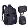 Imagem de Kit Mochila De Costas Lancheira Térmica e Estojo Box Rebecca Bonbon Crinkle Lurex Preto Com Bolso Antifurto RB24579