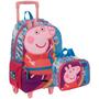 Imagem de Kit Mochila De Rodinha Escolar E Lancheira Infantil Peppa Pig Sestini