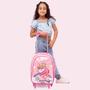 Imagem de Kit Mochila de Rodinha Escolar Unicórnio Princesa Infantil Feminino + Lancheira Transversal + Estojo Duplo Menina Cristal