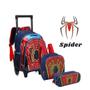 Imagem de Kit Mochila de Rodinha Homem Aranha+Estojo+Lancheira Escolar