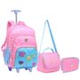 Imagem de Kit Mochila De Rodinha Juvenil Escolar Com Patches Good Vibes
