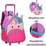 Imagem de Kit Mochila de Rodinha Lancheira  Creche Infantil Unicórnio