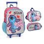 Imagem de Kit Mochila De Rodinha Lancheira e Estojo Escolar Stitch