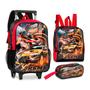 Imagem de Kit Mochila De Rodinhas Infantil Escolar Carro Extreme Track