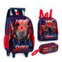 Imagem de Kit Mochila De Rodinhas Infantil Escolar Dark Spider Aranha