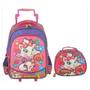 Imagem de Kit Mochila De Rodinhas Infantil Feminina Gatinha Fashion 3d