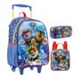 Imagem de Kit Mochila de Rodinhas + Lancheira + Estojo Infantil Patrulha Canina, Azul - Xeryus