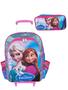 Imagem de Kit mochila de rodinhas mochilete frozen infantil escolar com estojo meninas bolsa