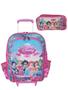 Imagem de Kit mochila de rodinhas mochilete princesas infantil escolar meninas estojo rosa bolsa aula