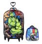 Imagem de Kit Mochila E Lancheira 3D Hulk Infantil Rígida Meninos