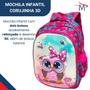 Imagem de Kit Mochila Escolar 3D C/ jogo Refeição Infantil Coruja 8pçs