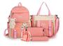 Imagem de Kit Mochila Escolar 5 Peças Juvenil Espaçosa Bolsa Alça Transversal Estojo Viagem Moderna Estilosa Tendência Reforçada Notebook 15.6 Resistente