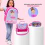 Imagem de Kit Mochila Escolar Bailarina Juvenil Infantil Feminino + Lancheira Transversal + Estojo Duplo Menina Cristal