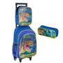 Imagem de Kit Mochila Escolar Com Rodinhas Infantil - Dinossauro Azul/Amarelo