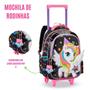 Imagem de Kit Mochila Escolar com Rodinhas, Lancheira, Estojo, Lapis Cor, Borracha e Apontador - Unicornio Star