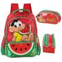 Imagem de Kit Mochila Escolar Costas e Estojo Triplo Turma da Mônica Magali Vermelho - Luxcel