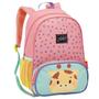 Imagem de Kit Mochila Escolar Creche Passeio Infantil Pequena E Lancheira Termica Menina Girafa Rosa