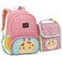 Imagem de Kit Mochila Escolar Creche Passeio Infantil Pequena E Lancheira Termica Menina Girafa Rosa