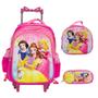 Imagem de Kit Mochila Escolar Feminina Princesas Rodinha Tam G Rosa