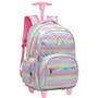 Imagem de Kit Mochila Escolar Feminina Tie Dye Colorida Rodinhas G KIT8143