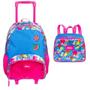 Imagem de Kit Mochila Escolar Floral Plus Juvenil Infantil Rodinhas G + Lancheira 65963