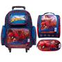 Imagem de Kit Mochila Escolar Homem Aranha Marvel Azul Rodinha Toys 2U