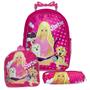 Imagem de Kit Mochila Escolar Infantil Barbie De Rodinha