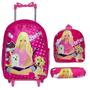 Imagem de Kit Mochila Escolar Infantil Barbie De Rodinha