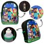 Imagem de Kit Mochila Escolar Infantil Jogo Minecraft Grande De Costas