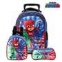 Imagem de Kit Mochila Escolar Infantil PJ Masks De Rodinhas Azul