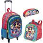 Imagem de Kit Mochila Escolar Infantil Tam Grande Super Hero Girls 19x 3d Rodinhas